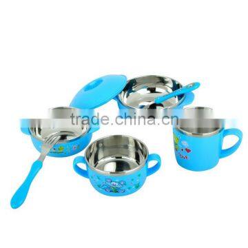 Tableware Wholesale Stainless Steel Color Bowls Set With Fork Spoon and Plastick Lid for Kids photo-5