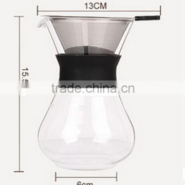 300ml Manual Drip Glass Coffee Maker With Stainless Steel Filter