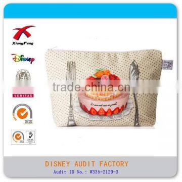 Promotional Fashion Cake Pattern Cosmetic Bag for Lady