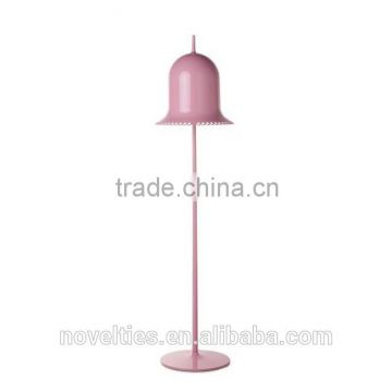 Pink finish floor standing lamp with slender aluminum base