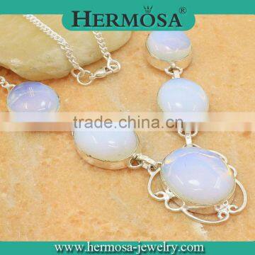 Hermosa Jewelry New Arrival 925 Sterling Silver Natural Fire Opal Fashion Charm Necklace Jewelry