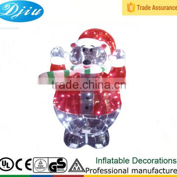 DJ-543 pvc christmas led santa claus decor outdoor inflatable polar bear red clothing