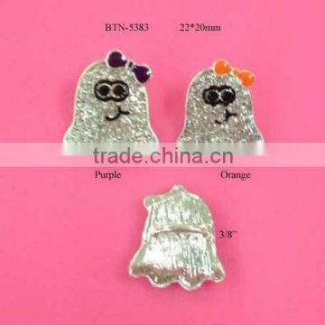 Halloween 22*20mm ghost rhinestone button embellishment slider for hair flower bow center DIY craft(BTN-5383)