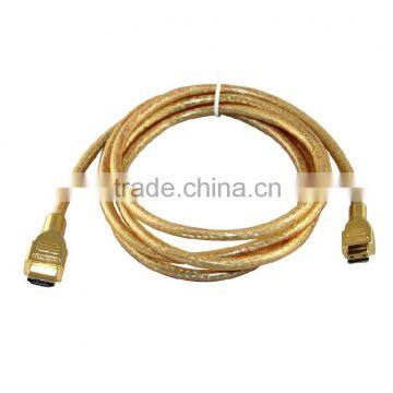 Fashionable 1.4v Gold plated male to male HDMI-mini HDMI cable extension