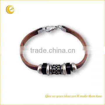 Leather beads charm bracelet