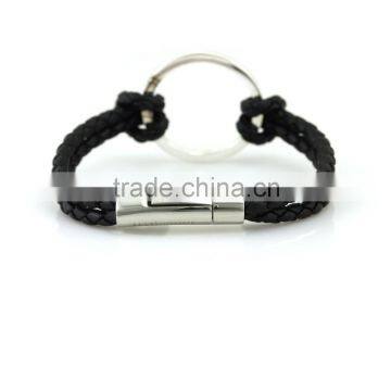 genuine leather wristbands,ring leather bracelets,black leather wrap bands