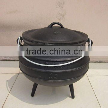 size 14 cast iron black 3 legged South African potjie pot