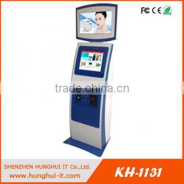 touch screen dual monitor payment kiosk with cash acceptor