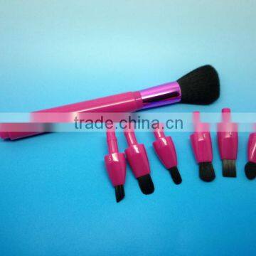 refillable 7 pieces goat hair makeup brush with portable bag