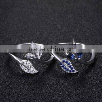 Synthetic Blue Gemstone High Quality cz Engagement Rings White Copper Jewelry photo-5