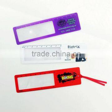 Multiduty products magnifier ruler, magnifying business cards with bookmark