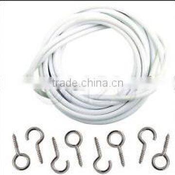 3M expanding white curtain voile net wire with hook&eye doors windows