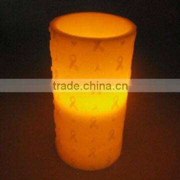 Embossing paraffin wax imitation electronic pillar led candle with timer for decor