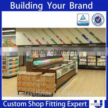 Tailor made supermarket MDF 3 tiers drinks display stand