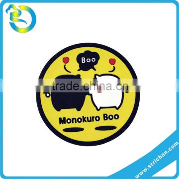 top quality embossed 3D relief logo soft eco-friendly silicone rubber pvc cup mat coaster