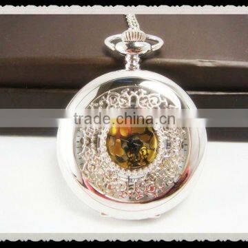 beautiful silver vintage style steampunk pocket clocket watch pendant necklace HN1301