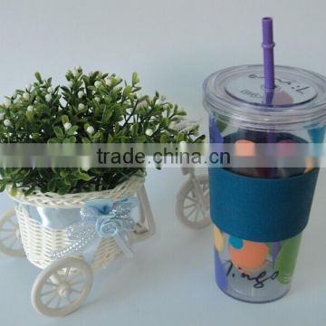 Eco-friendly 22OZ Plastic Single Wall Straw Cup With Silicon Heat Band                        
                                                Quality Choice