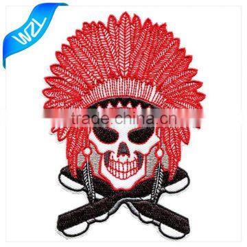 Custom deisgn wholesale cheap polo uniform skull embroidery patches, custom sew-on/ hook and loop/ iron-on backing patch                        
                                                                                Supplier's Choice