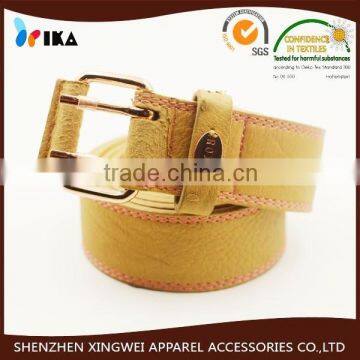 camel leather belt with double pin buckle