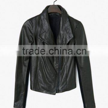 China Wholesale Supplier Cool Shinny Black Pu Leather Jacket For Women photo-5