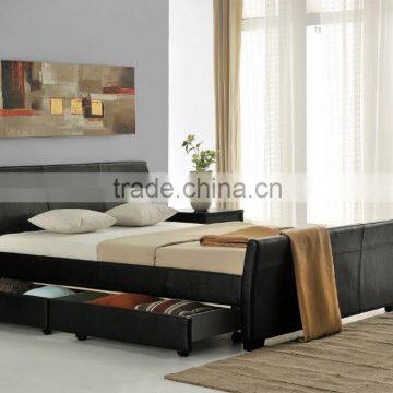 4 drawers leather sleigh bed