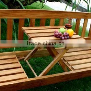 Garden Teak Furniture: Teak Bench with Small Table