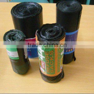 100% biodegrable hdpe plastic garbage bags on roll with paper seal