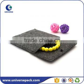 Grey felt flap jewelry bag with button for wholesale