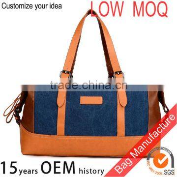 custom polo classic travel bag / carry on canvas leather shoulder bag                        
                                                Quality Choice