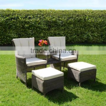 Wicker Chair with Table and Stool