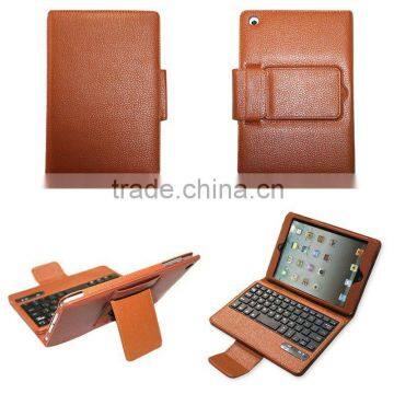 Bluetooth plastic Keyboard Leather Cover Case for iPad Mini with stand,keyboard is removable,high quality