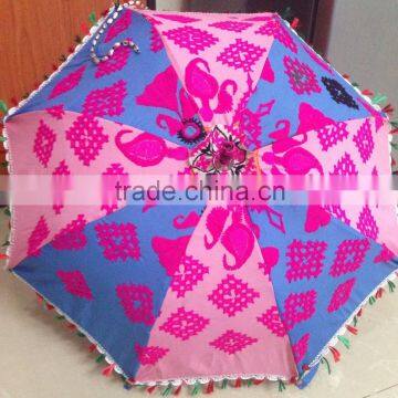 Traditional Indian Art Embroidered Umbrella Decor Summer Sun Protection Parasol