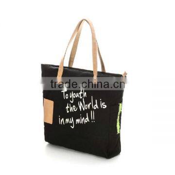 Cotton Tape Black Cotton Tote Bags