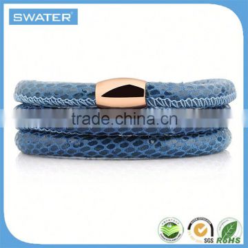 World Best Selling Products Dark Blue Wrap Gents Leather Bracelet