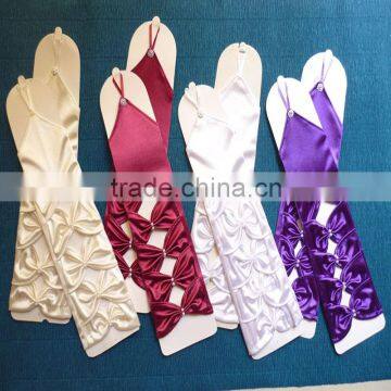 2015 Stretch Satin Fingertips Elbow Length Wedding Gloves photo-4