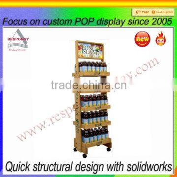easy moving wood display stand for tea bottles made in China