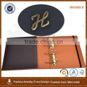 Three Fold Leather File Folder With Metal D Ring Binder and Elastic Band photo-2