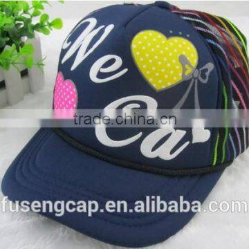 100% Cotton,brush cotton/polyester Material and Unisex Gender Girl's pink mesh baseball cap 5 panels