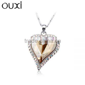 OUXI newest crystal cute fashion heart shaped women necklace 10981