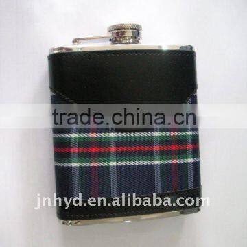 6oz Leather covered stainless steel hip flask