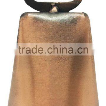 Cow bell in plated or painted color surface with logo and strap attached