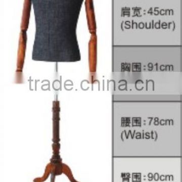 Cheap Upper Body Manequin Cloth Fiberglass Material With Wood Hands