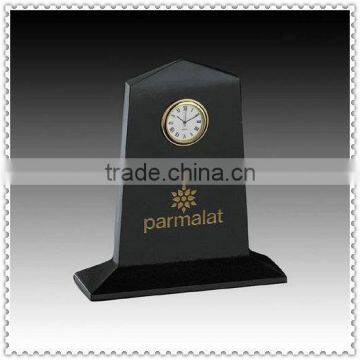 Black Customized Pentagonal Crystal Clock For Business Gifts