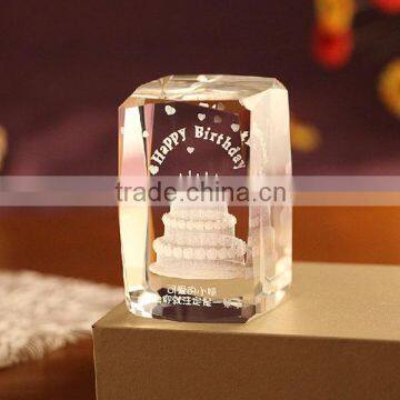 crystal cube 3d laser with customized logo engraved for birthday gift