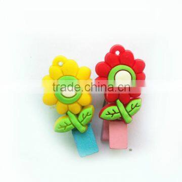 Wholesale Flower Shaped Wood Paper Clips Customize Soft PVC Bookmark