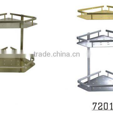 Homestar Bathroom 2 Tier Aluminium Wall Mounted Corner Shelf