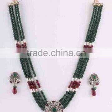 Indian manufacturers fashion party wear necklace Set earrings gemstone daily wear jewelry. Brass metal.