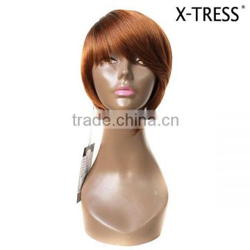 10inch light brown silk straight 100%high tempreture fibre machine made 102g Wholesale products china short synthetic hair wig