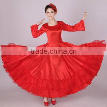 new solid color national dance dress Long skirt holding up full-skirted dress in the opening dance costume