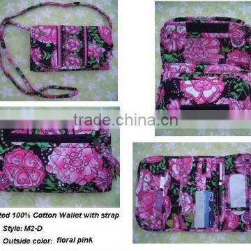 Z231 QUILTED COTTON WALLET WITH REMOVABLE STRAP CROSS-BODY WALLET WITH STRAP